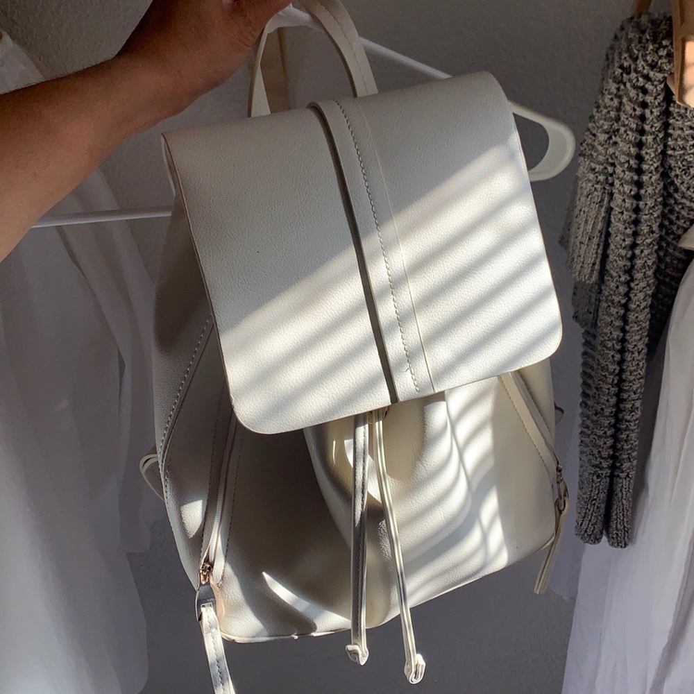 white/cream Zara backpack bag